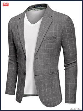 Mens Casual Blazer Sport Coat Lightweight Suit Jacket Notched Lapel Two Button